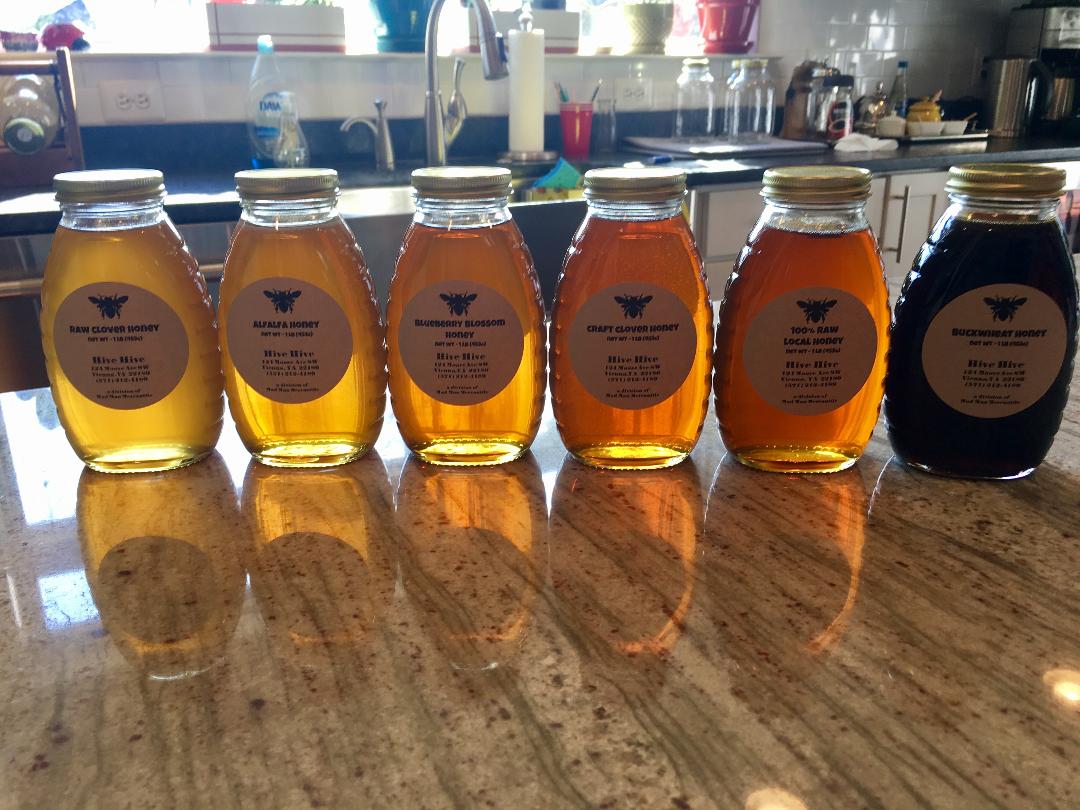 Honey varieties. Different in color purely based on the flowers the honeybees visited to make it.