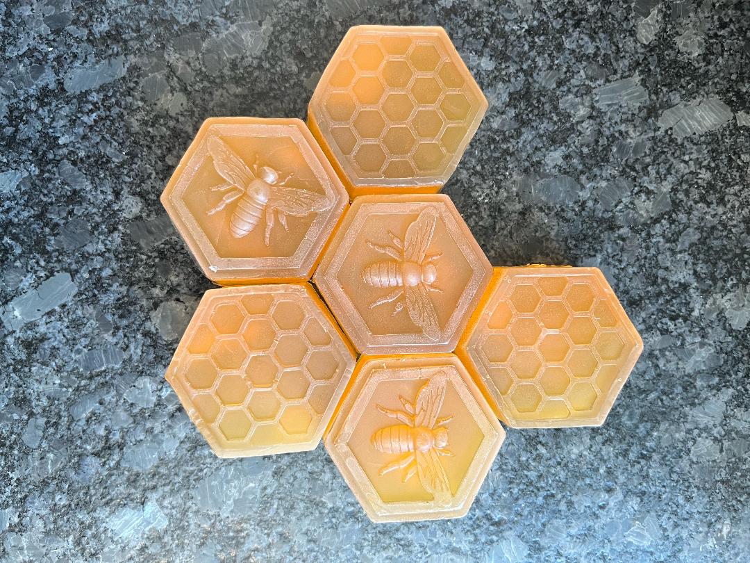 All-natural, handmade soap from a honey base. Contains honey, coconut oil, vitamin D, and almond extract.