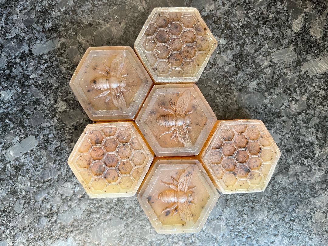 All-natural, handmade soap from a honey base. Contains honey, coconut oil, vitamin D, lemon verbena and almond extract.